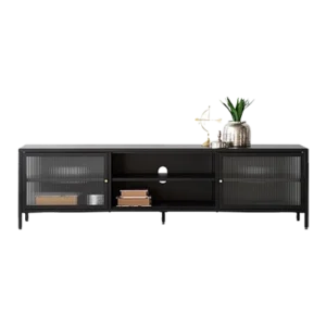Denver TV stand - negro con botones dorados