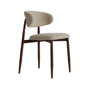 Veroli - tela beige oscuro y pata metal en color nogal