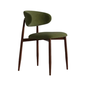 Veroli - terciopelo verde y pata de metal en color nogal